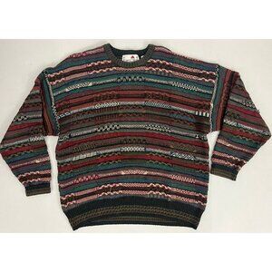 Vintage 90s Florence Tricot Sweater Mens L Cosby Biggie Textured Cotton Blend